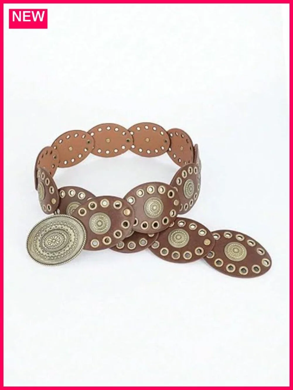 Vintage Cowgirl Concho PU Leather Wide Disc Belt Adjustable
